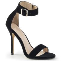 AMUSE-10 Pleaser high heels closed back ankle strap sandal black velvet