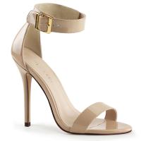 AMUSE-10 Pleaser High-Heels Sandaletten creme Lack mit Fesselriemchen