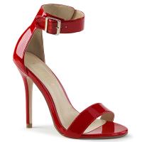 AMUSE-10 Pleaser high heels closed back ankle strap sandal red patent