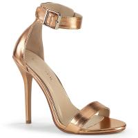 AMUSE-10 Pleaser high heels closed back ankle strap sandal rose gold metallic matte