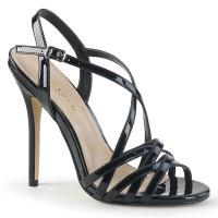 Sale AMUSE-13 Pleaser High-Heels Sandaletten schwarz Lack mit gekreuzten Riemchen 44