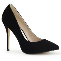 AMUSE-20 Pleaser High-Heels Stilettoabsatz Pumps schwarz Samt mit versteckten Plateau