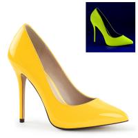 AMUSE-20 Pleaser High-Heels Stilettoabsatz Pumps gelb Lack Neon UV reaktiv