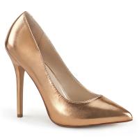 AMUSE-20 Pleaser High-Heels Pumps roségold Metallic Lederoptik mit versteckten Plateau