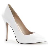 AMUSE-20 Pleaser high heels classic hidden platform pump white patent