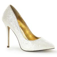 AMUSE-20G Pleaser High-Heels Pumps mit versteckten Plateau elfenbein Glitter