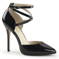 AMUSE-25 Pleaser high heels hidden platform pump black patent pointed toe