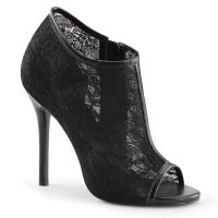 AMUSE-56 Pleaser high heels open-toe bootie lace overlay black