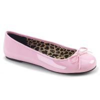 ANNA-01 Pleaser Pink Label classic adult ballet flat bow baby pink patent
