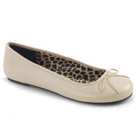 ANNA-01 Pleaser Pink Label klassischer Damen Ballerina Schuhe Schleife creme Lack