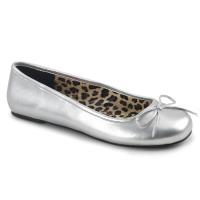 ANNA-01 Pleaser Pink Label classic adult ballet flat bow silver matte