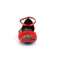 Sale ANNA-03 Pleaser Damen Riemchen Peep Toe Ballerina leo Print rot Satin 43