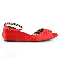 Sale ANNA-03 Pleaser Damen Riemchen Peep Toe Ballerina leo Print rot Satin 43