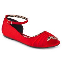 Sale ANNA-03 Pleaser Damen Riemchen Peep Toe Ballerina leo Print rot Satin 43