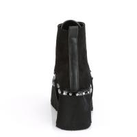 Sale ASHES-100 DemoniaCult Platform cut out ankle boot black vegan-suede silver studs 36