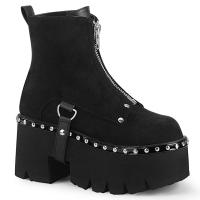 ASHES-100 DemoniaCult Platform cut out ankle boot black vegan-suede silver studs