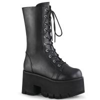 Sale ASHES-105 DemoniaCult Platform Lace-Up Mid-Calf Boot black vegan 38
