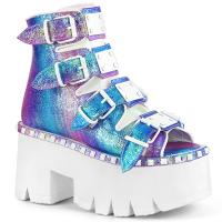 ASHES-70 DemoniaCult Bootie-Sandaletten lila multi irisierend weiß matt mit Nieten
