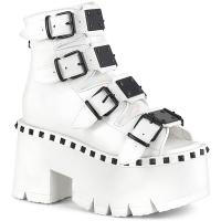 Sale ASHES-70 DemoniaCult lady cut out platform bootie sandal white matte 39