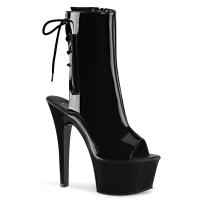 ASPIRE-1018 Pleaser High Heels Peep Toe Plateau Stiefeletten schwarz Lack