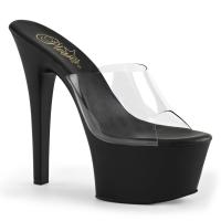 Sale ASPIRE-601 Pleaser high heels platform slide clear black vegan insole 40