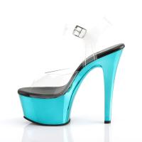 ASPIRE-608 Pleaser High-Heels vegane Plateausandaletten klar türkis chrom