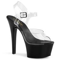 Sale ASPIRE-608 Pleaser high heels platform ankle strap sandal transparent black vegan insole 44