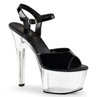 ASPIRE-609 Pleaser vegane High-Heels Plateausandaletten schwarz Lack transparent