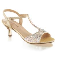 AUDREY-05 Fabulicious elegante Damen Sandaletten T-Riemen haut schimmernder Stoff