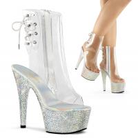 BEJEWELED-1018DM-7 Pleaser Pleaser open toe heel ankle boot clear silver multi rhinestones