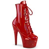 BEJEWELED-1020-7 Pleaser edle Damen Plateaustiefeletten rot Holo Lack rot Strass