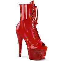 BEJEWELED-1021-7 Pleaser Damen High Heels Plateaustiefeletten rot Holo Lack Strass