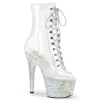 BEJEWELED-1021C-7 Pleaser vegan high heels platform ankle boot clear silver AB rhinestone