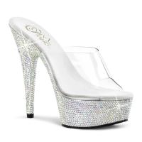 BEJEWELED-601DM Pleaser platform slide clear silver multi rhinestones hand-laid