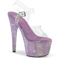BEJEWELED-708RRS Pleaser high heels platform ankle strap sandal Lavender resin rhinestones
