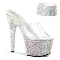 BEJEWELED-712RS Pleaser silber Multi Strass Plateau Pantoletten klar Knöchelmanschette
