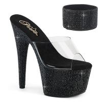 BEJEWELED-712RS Pleaser high heels sandal platform slide clear black rhinestones