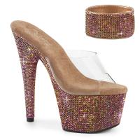 BEJEWELED-712RS Pleaser high heels sandal platform slide clear bronze multi rhinestones