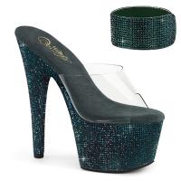BEJEWELED-712RS Pleaser high heels sandal platform slide clear emerald green rhinestones