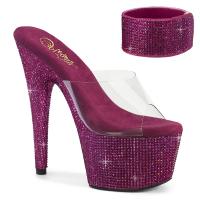 BEJEWELED-712RS Pleaser fuchsia Strass Plateaupantoletten klar Knöchelmanschette