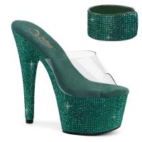 BEJEWELED-712RS Pleaser high heels sandal platform slide clear green rhinestones