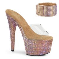 BEJEWELED-712RS Pleaser high heels sandal platform slide clear rose gold multi rhinestones