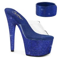 BEJEWELED-712RS Pleaser high heels sandal platform slide clear royal blue rhinestones