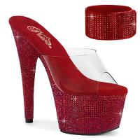 BEJEWELED-712RS Pleaser high heels sandal platform slide clear ruby red rhinestones