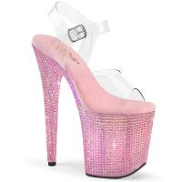 BEJEWELED-808RRS Pleaser Damen High Heels Plateausandaletten klar babypink Strass