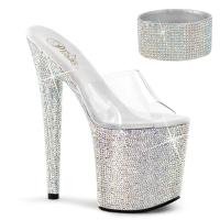 BEJEWELED-812RS Pleaser high heels sandal platform slide clear silver multi rhinestones