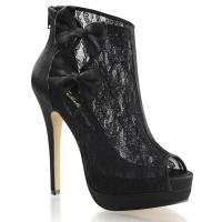 BELLA-28 Fabulicious Damen Peep Toe Plateau Stiefeletten Schleife schwarz Satin Spitze