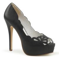 BELLA-30 Pin Up Couture elegante Damen Plateau Pumps Cut Outs schwarz Lederoptik