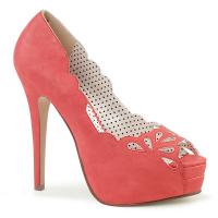 BELLA-30 Pin Up Couture elegante Damen Plateau Pumps Cut Outs koralle Lederoptik