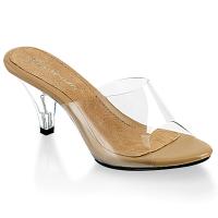 Sale BELLE-301 Fabulicious slide transparent with tan leather insole 39